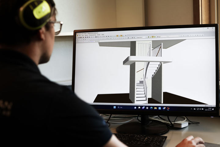 3D-visualiseringen gör det tydligt för kunderna att se hur trappan kommer se ut på plats.