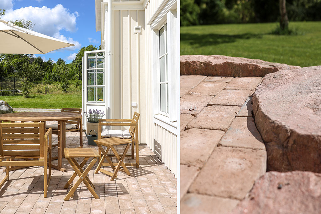 Uteplatsen med stenläggning