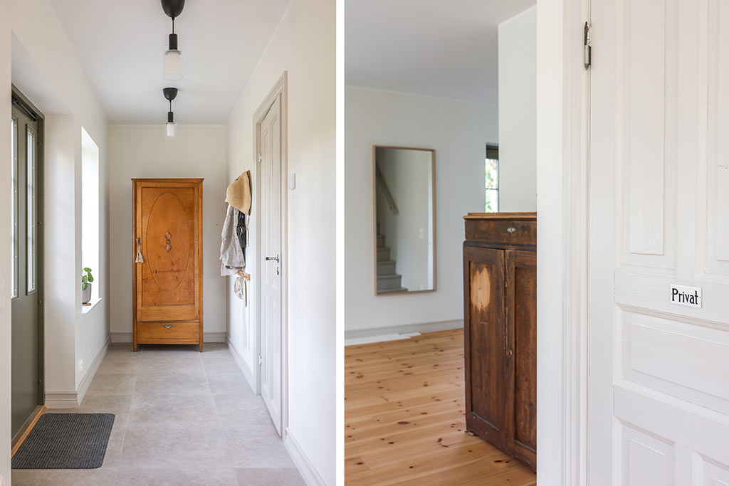 Två bilder på hallen